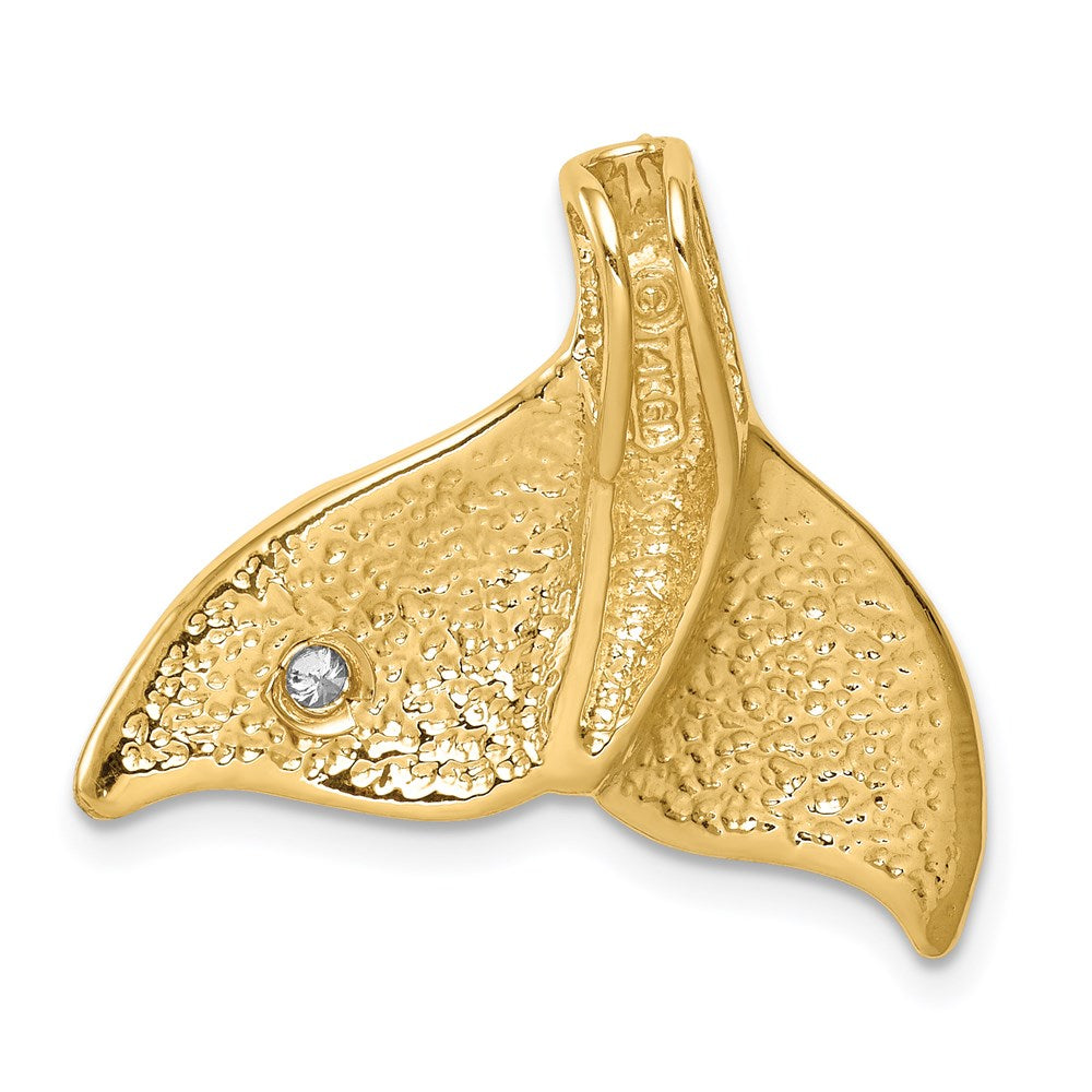 Alternate view of the Diamond Whale Tail Slide in Polished 14k Yellow Gold by The Black Bow Jewelry Co.