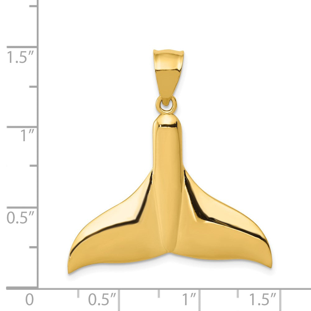 Alternate view of the 14k Yellow Gold 32mm Whale Tail Pendant by The Black Bow Jewelry Co.