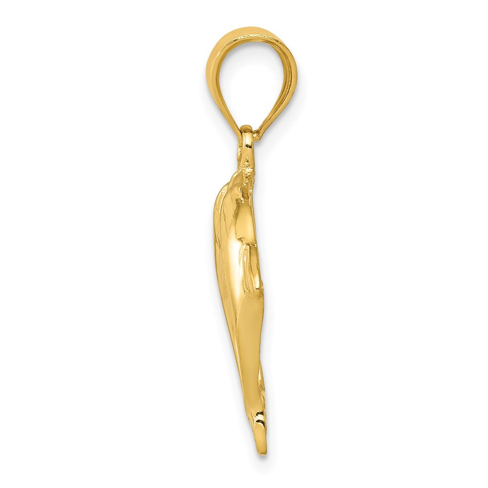 Alternate view of the 14k Yellow Gold Kissing Dolphins Pendant by The Black Bow Jewelry Co.
