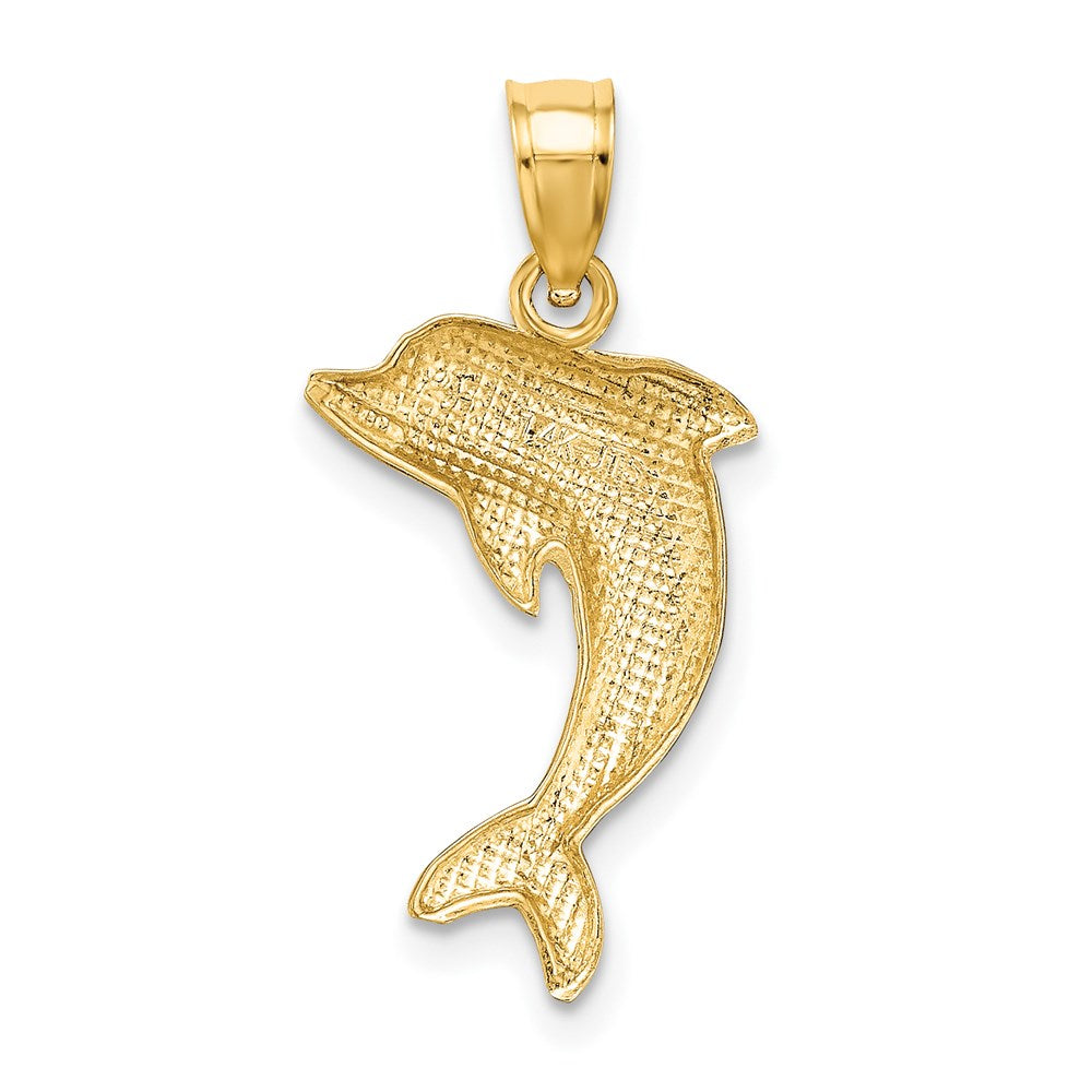 Alternate view of the 14k Yellow Gold Polished Dolphin Pendant by The Black Bow Jewelry Co.