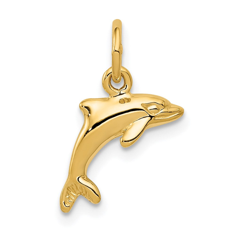 14k Yellow Gold 12mm Dolphin Charm, Item P9862 by The Black Bow Jewelry Co.