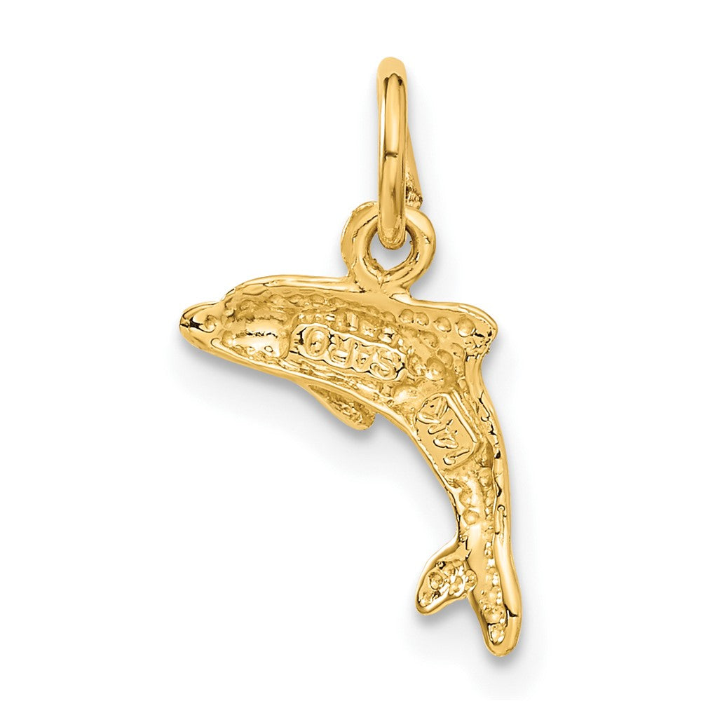 Alternate view of the 14k Yellow Gold 12mm Dolphin Charm by The Black Bow Jewelry Co.