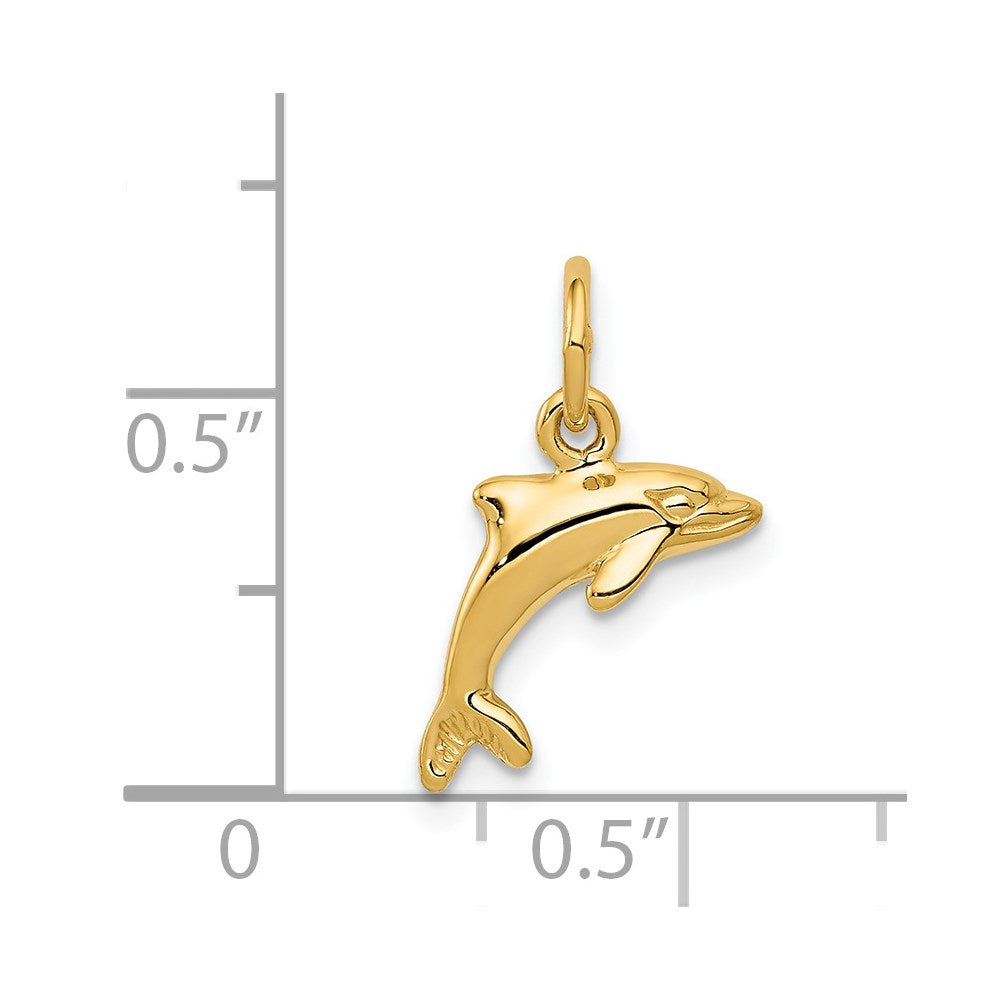 Alternate view of the 14k Yellow Gold 12mm Dolphin Charm by The Black Bow Jewelry Co.