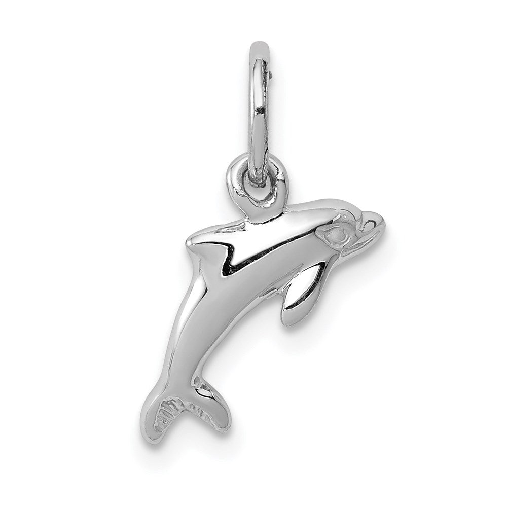 14k White Gold 12mm Dolphin Charm, Item P9863 by The Black Bow Jewelry Co.