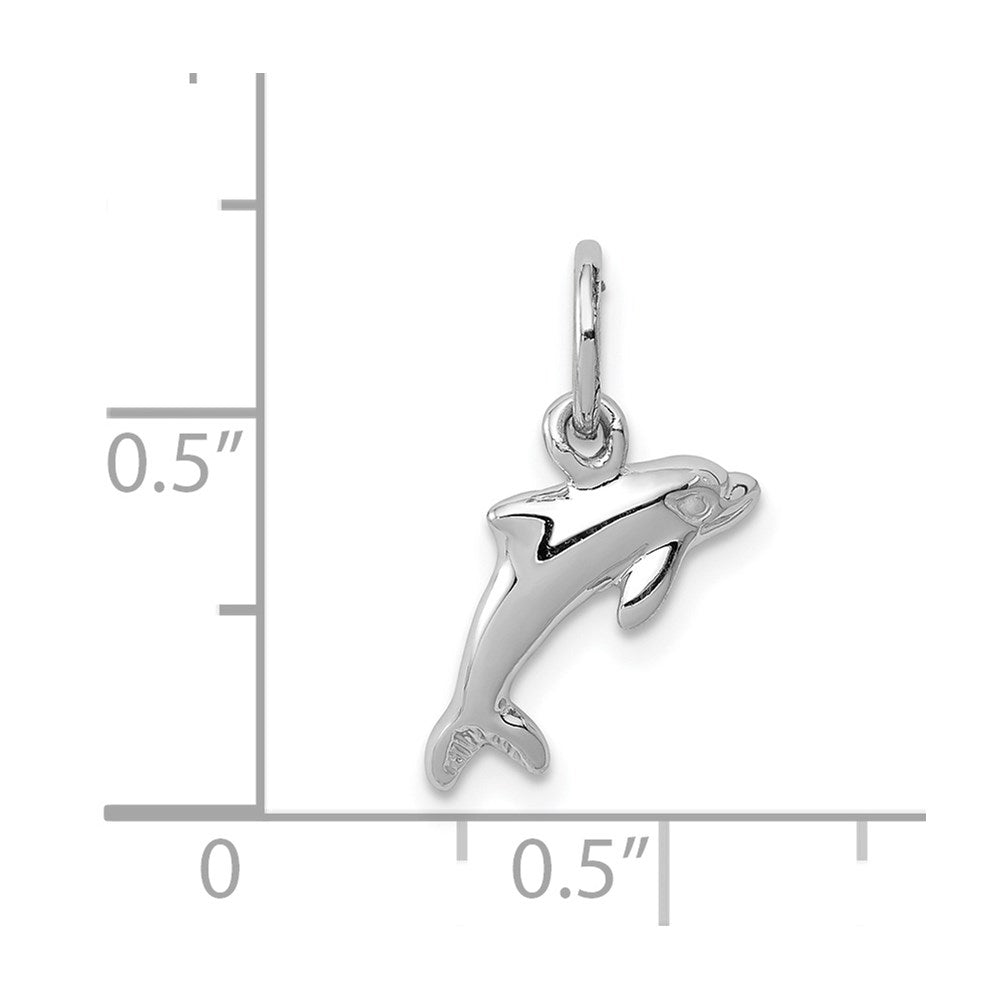 Alternate view of the 14k White Gold 12mm Dolphin Charm by The Black Bow Jewelry Co.