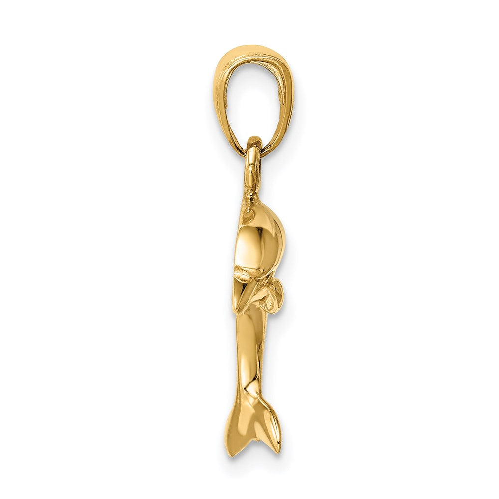 Alternate view of the 14k Yellow Gold Jumping Dolphin Pendant by The Black Bow Jewelry Co.