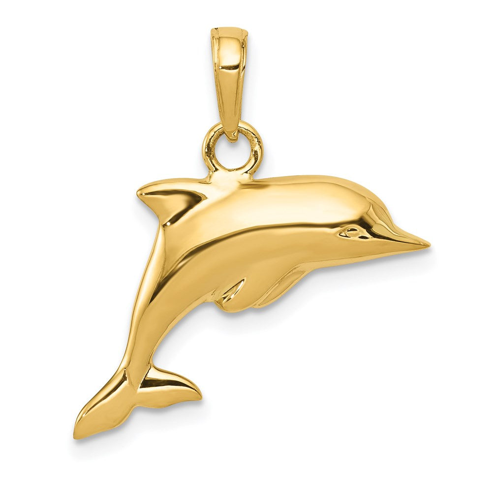 14k Yellow Gold 3Dimensional Dolphin Pendant, Item P9880 by The Black Bow Jewelry Co.
