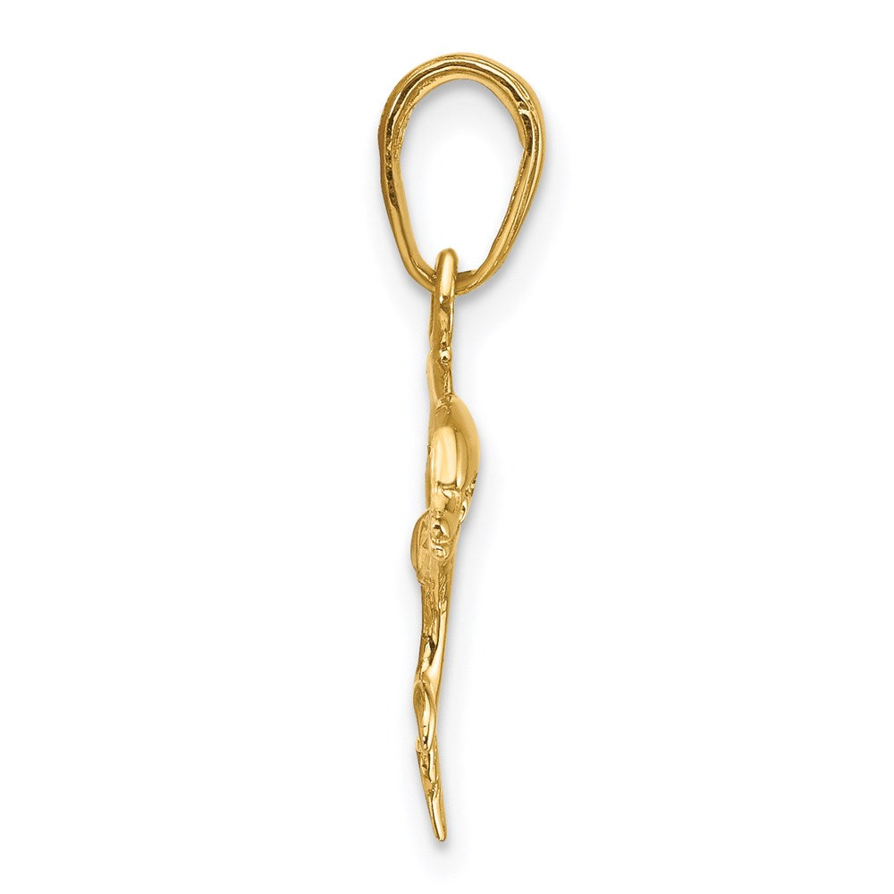 Alternate view of the 14k Yellow Gold 17mm Swimming Dolphin Pendant by The Black Bow Jewelry Co.