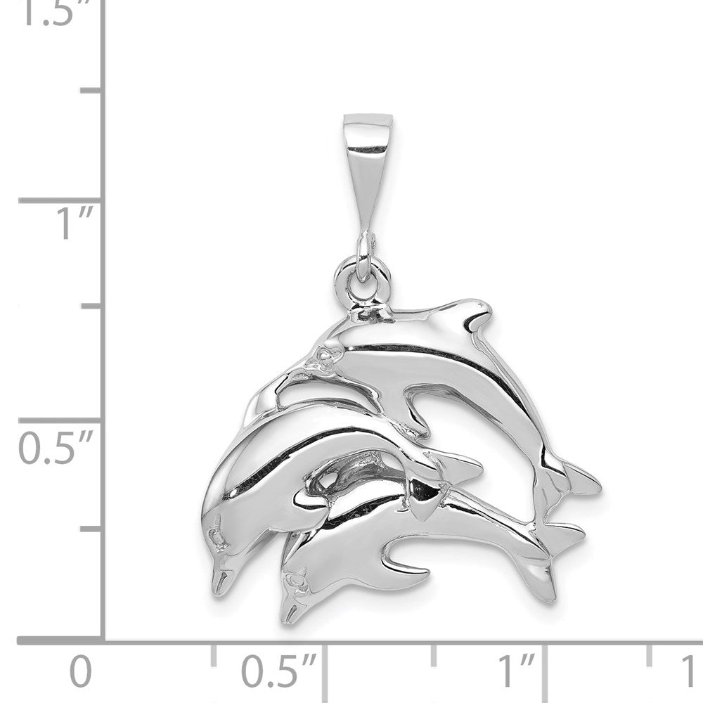 Alternate view of the 14k White Gold Dolphin Pod Pendant by The Black Bow Jewelry Co.