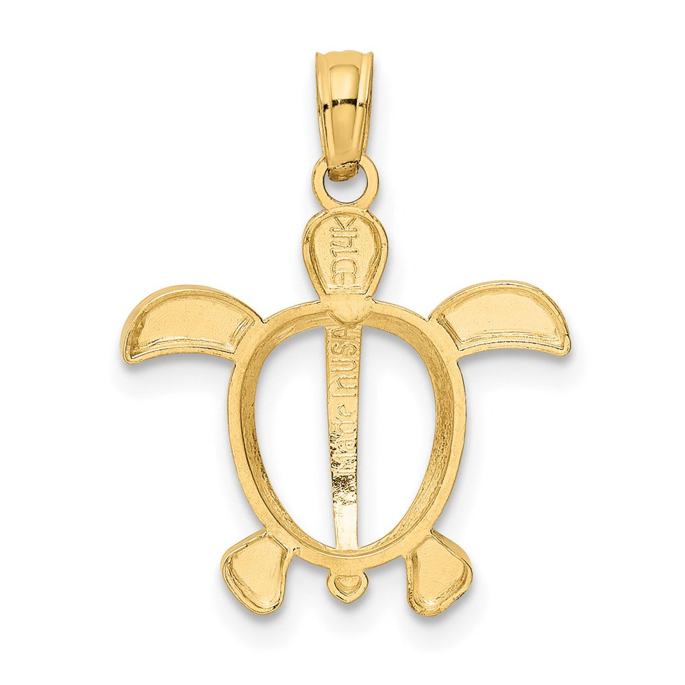 Alternate view of the 14k Yellow Gold and White Rhodium Sea Turtle Pendant by The Black Bow Jewelry Co.