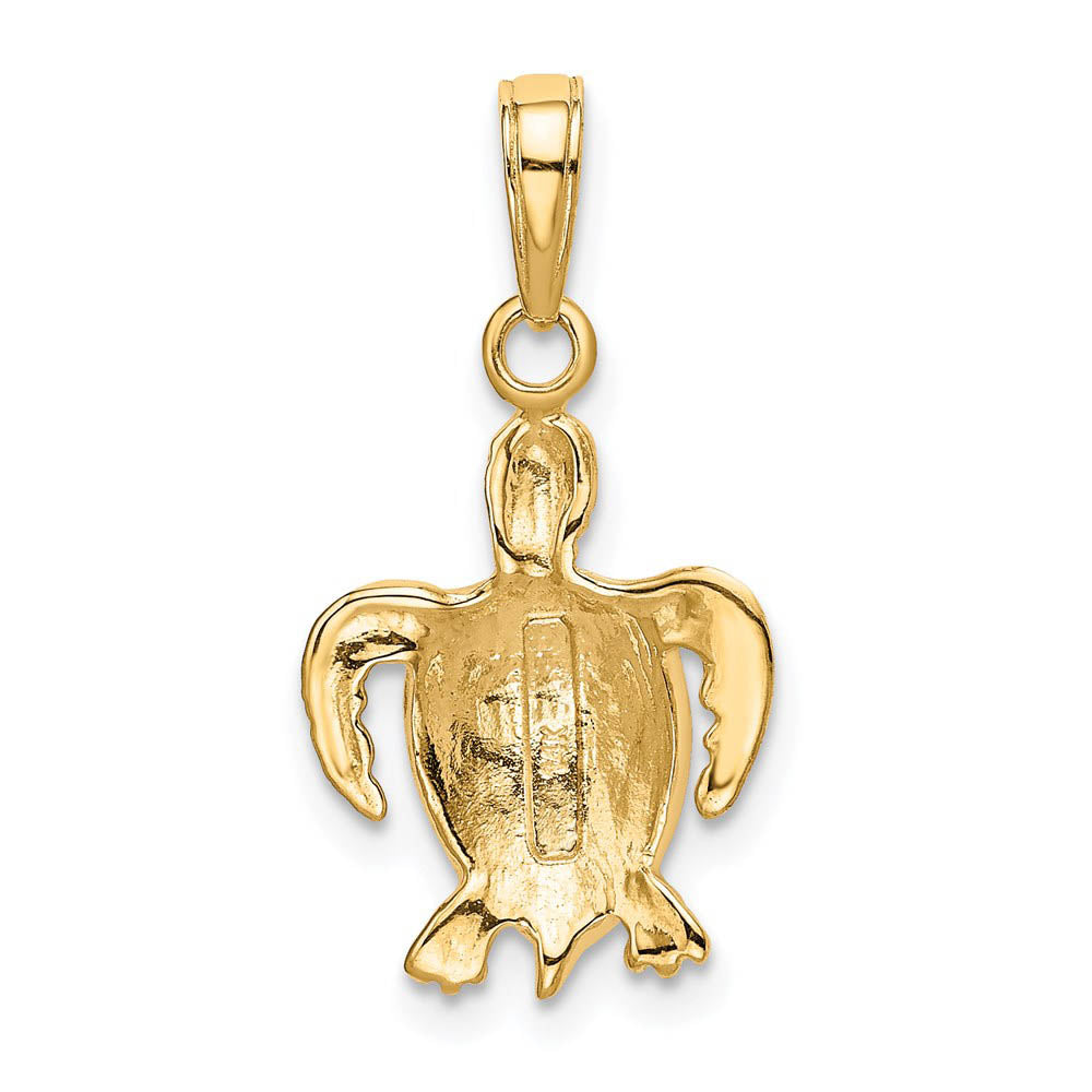 Alternate view of the 14k Yellow Gold Sea Turtle Pendant by The Black Bow Jewelry Co.