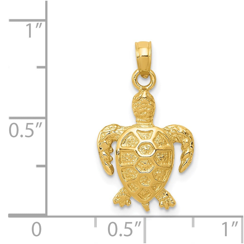 Alternate view of the 14k Yellow Gold Sea Turtle Pendant by The Black Bow Jewelry Co.