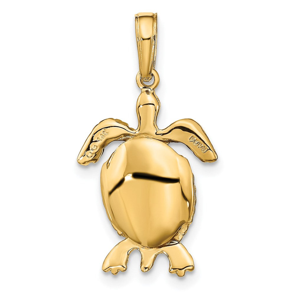 Alternate view of the 14k Yellow Gold Moveable 3D Sea Turtle Pendant by The Black Bow Jewelry Co.
