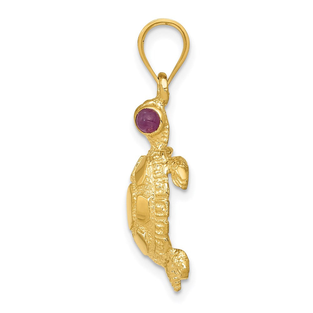 Alternate view of the 14k Yellow Gold and Ruby Turtle with Gemstone Eyes Pendant by The Black Bow Jewelry Co.