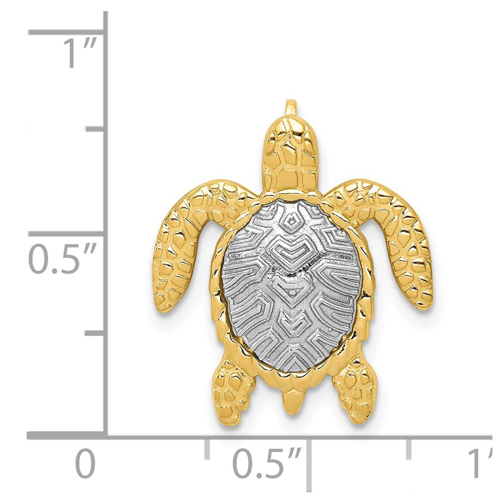 Alternate view of the 14k Yellow and White Gold, Two Tone Sea Turtle Slide, 20mm by The Black Bow Jewelry Co.