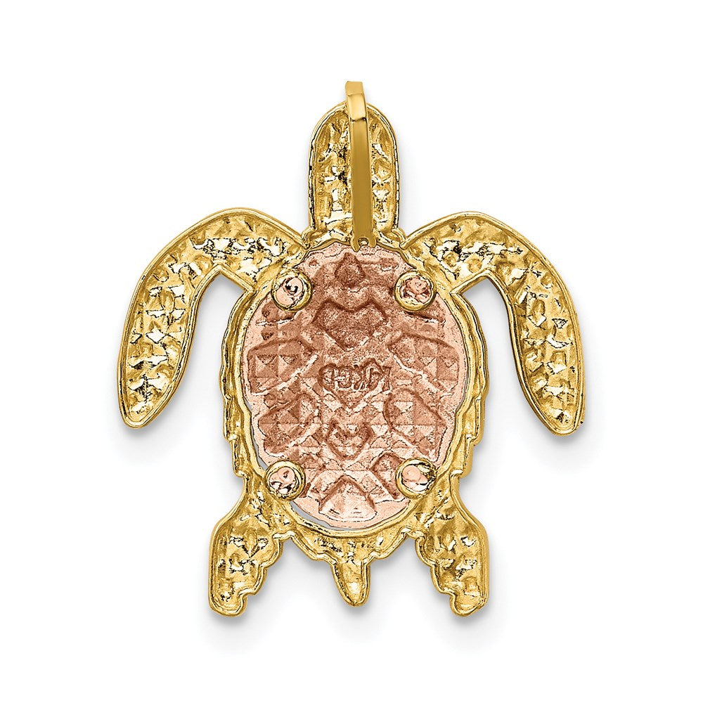 Alternate view of the 14k Yellow &amp; Rose Gold with White Rhodium Sea Turtle Pendant, 20mm by The Black Bow Jewelry Co.