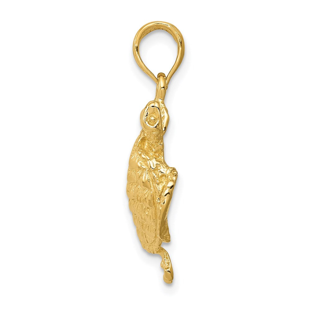 Alternate view of the 14k Yellow Gold 18mm Textured Sea Turtle Pendant by The Black Bow Jewelry Co.