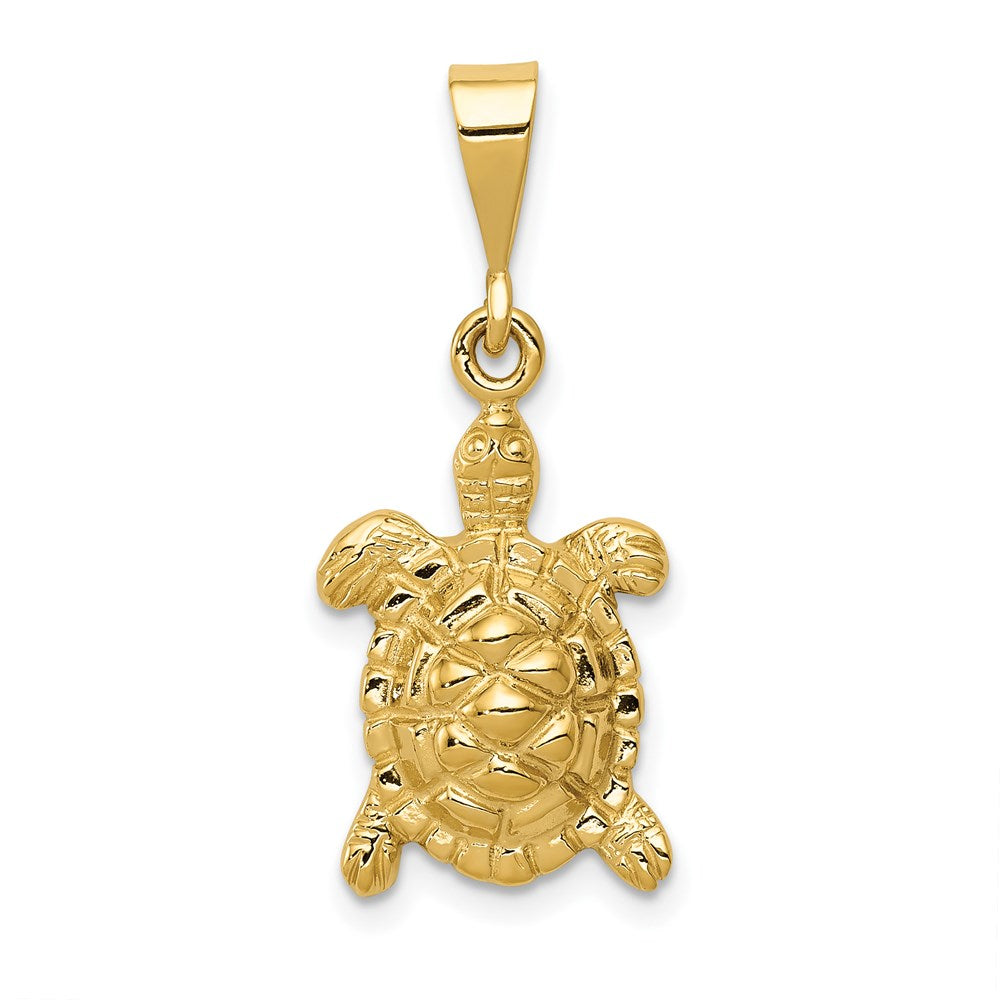 14k Yellow Gold 2D Turtle Pendant, Item P9923 by The Black Bow Jewelry Co.