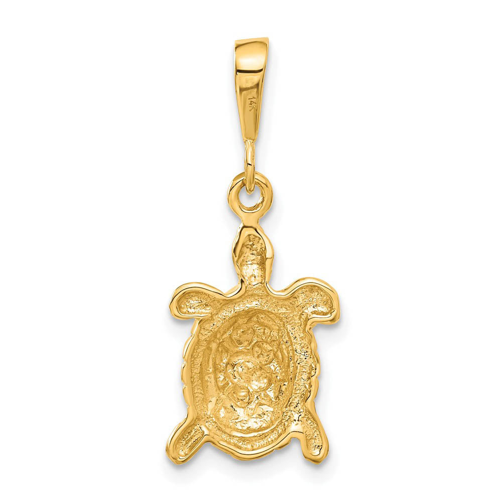 Alternate view of the 14k Yellow Gold 2D Turtle Pendant by The Black Bow Jewelry Co.