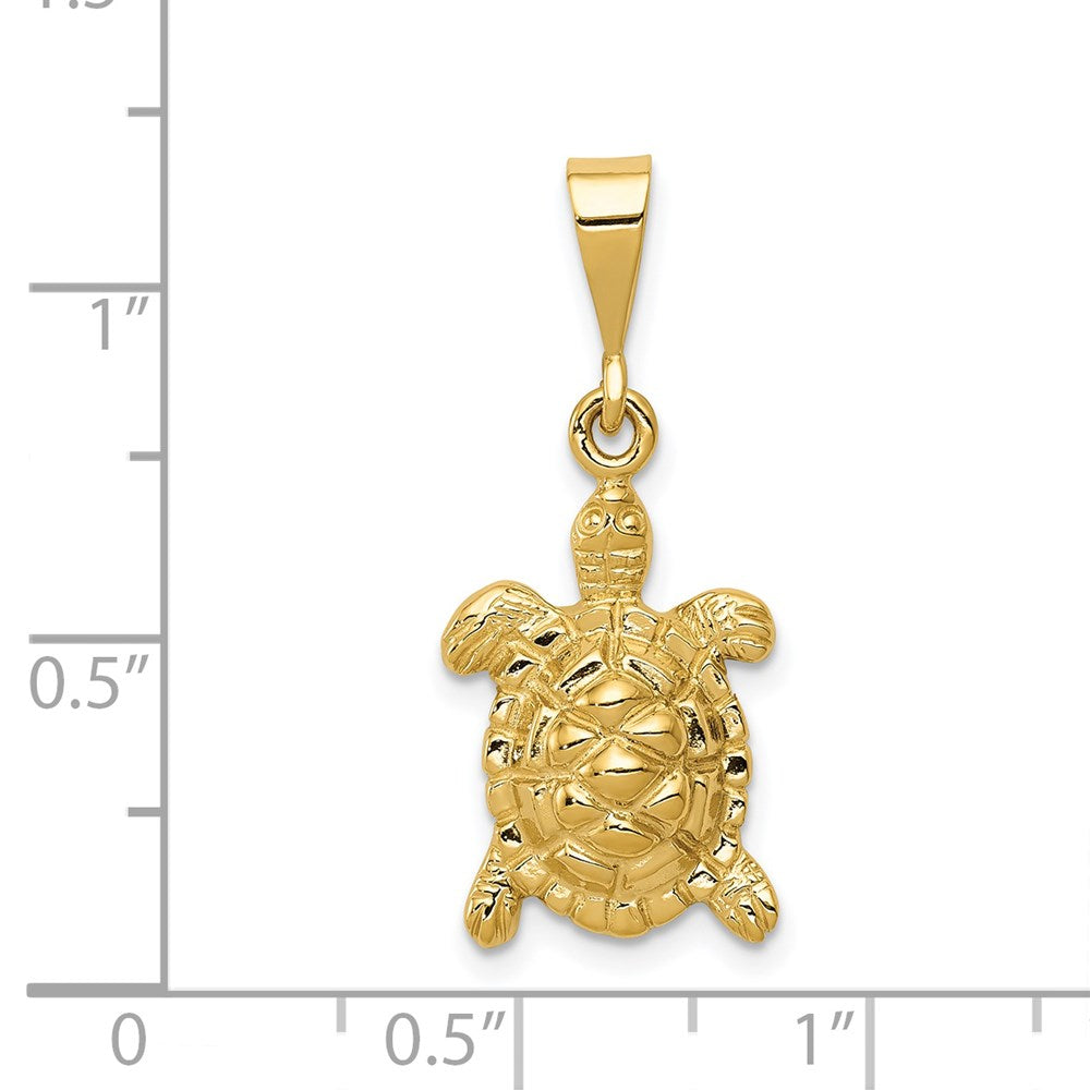 Alternate view of the 14k Yellow Gold 2D Turtle Pendant by The Black Bow Jewelry Co.