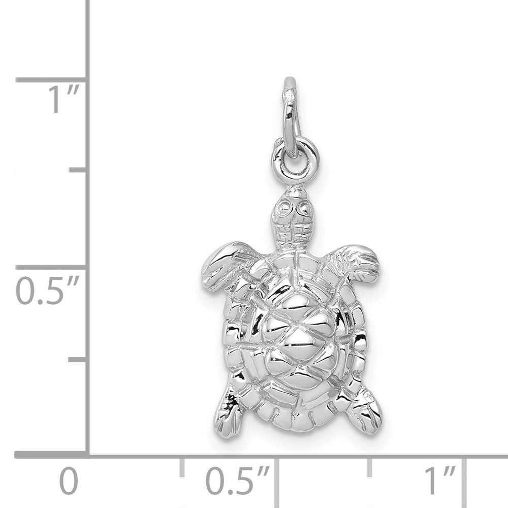 Alternate view of the 14k White Gold Polished 2D Turtle Pendant by The Black Bow Jewelry Co.