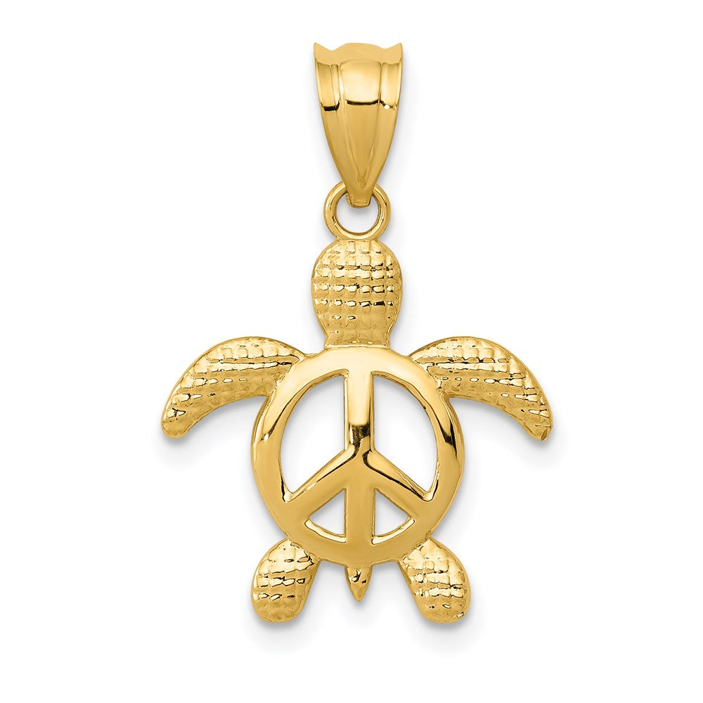 14k Yellow Gold Open Peace Turtle Pendant, Item P9928 by The Black Bow Jewelry Co.