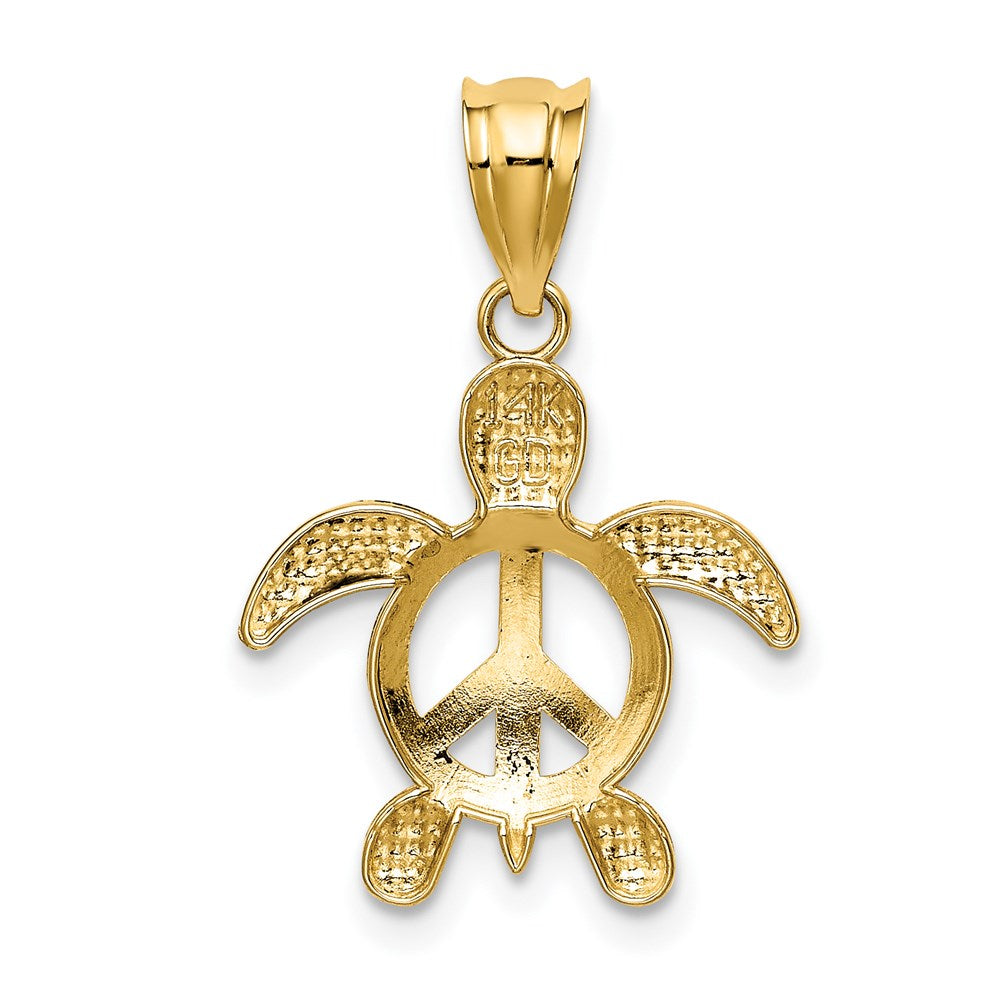 Alternate view of the 14k Yellow Gold Open Peace Turtle Pendant by The Black Bow Jewelry Co.
