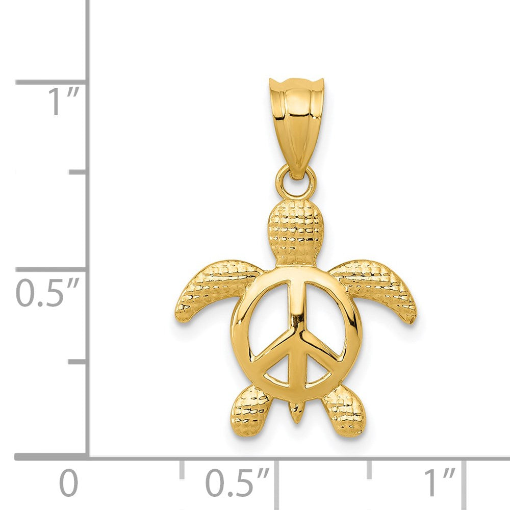 Alternate view of the 14k Yellow Gold Open Peace Turtle Pendant by The Black Bow Jewelry Co.