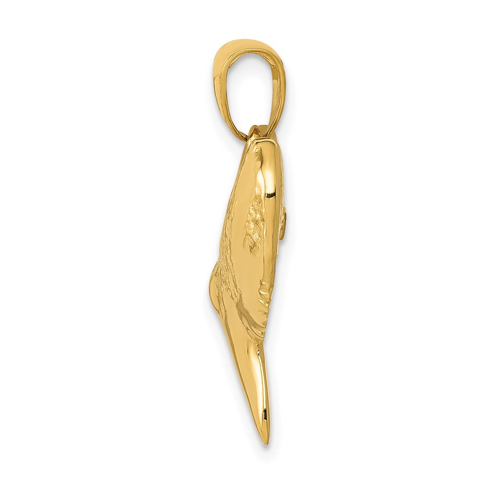 Alternate view of the 14k Yellow Gold 3D Shark Tooth Pendant by The Black Bow Jewelry Co.