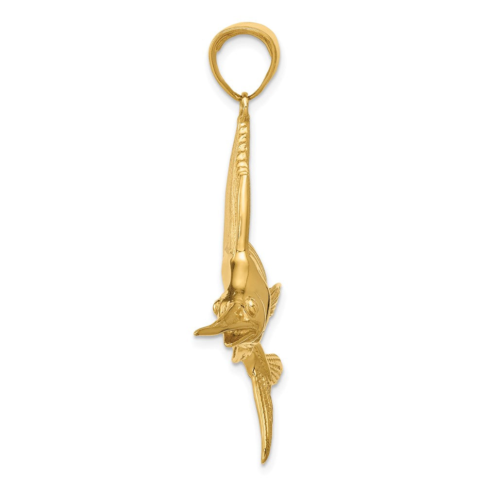 Alternate view of the 14k Yellow Gold Large Sailfish Pendant by The Black Bow Jewelry Co.