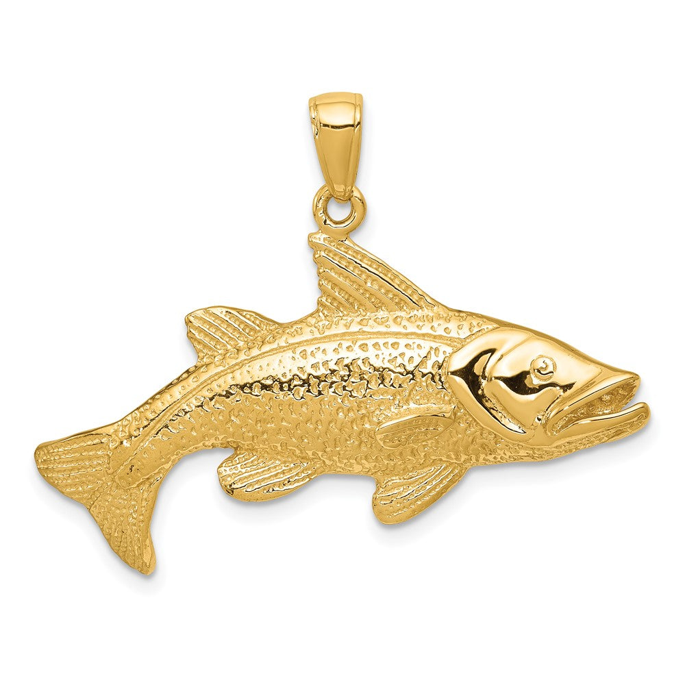 14k Yellow Gold Snook Pendant, Item P9944 by The Black Bow Jewelry Co.