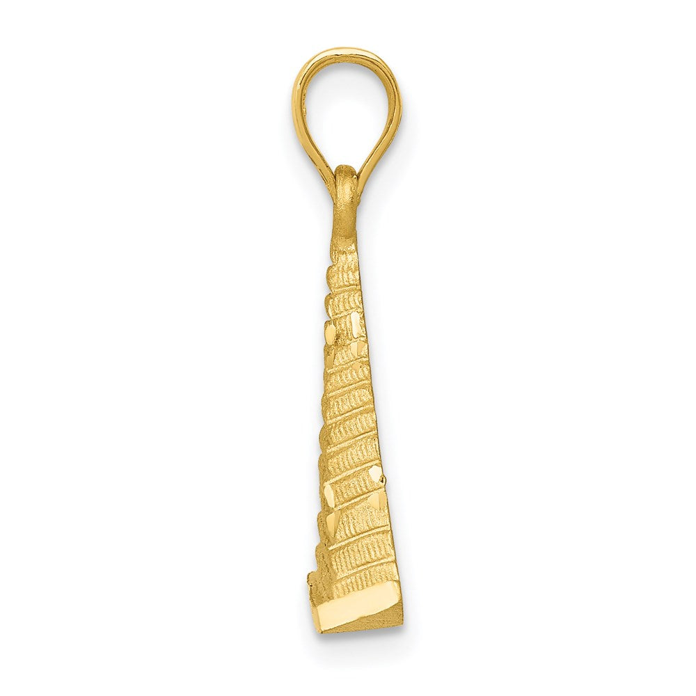 Alternate view of the 14k Yellow Gold Satin and Diamond Cut Pyramid Pendant by The Black Bow Jewelry Co.