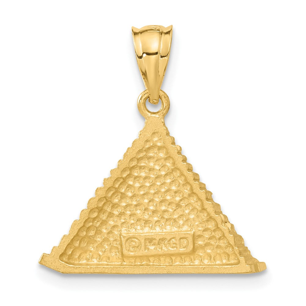 Alternate view of the 14k Yellow Gold Satin and Diamond Cut Pyramid Pendant by The Black Bow Jewelry Co.