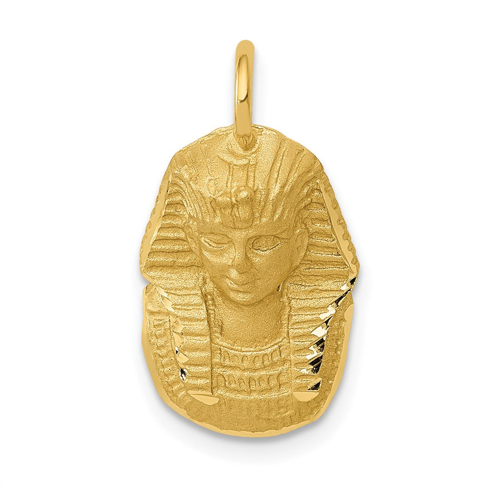 14k Yellow Gold Satin and Diamond Cut King Tut Charm, Item P9946 by The Black Bow Jewelry Co.