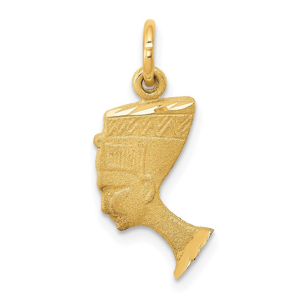 14k Yellow Gold Satin Egyptian Nefertiti Charm Pendant, Item P9949 by The Black Bow Jewelry Co.