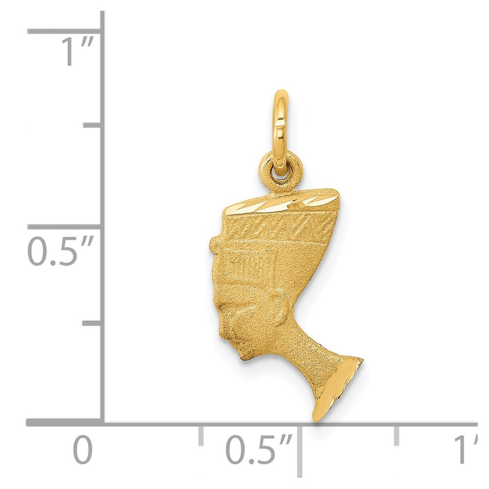 Alternate view of the 14k Yellow Gold Satin Egyptian Nefertiti Charm Pendant by The Black Bow Jewelry Co.