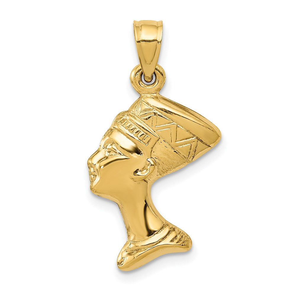 14k Yellow Gold 3D Polished Egyptian Nefertiti Pendant, Item P9950 by The Black Bow Jewelry Co.