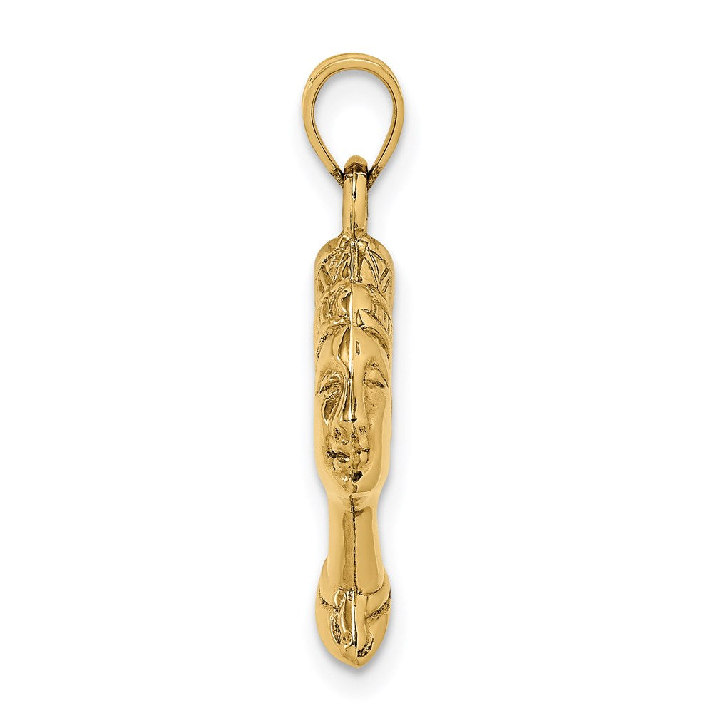 Alternate view of the 14k Yellow Gold 3D Polished Egyptian Nefertiti Pendant by The Black Bow Jewelry Co.