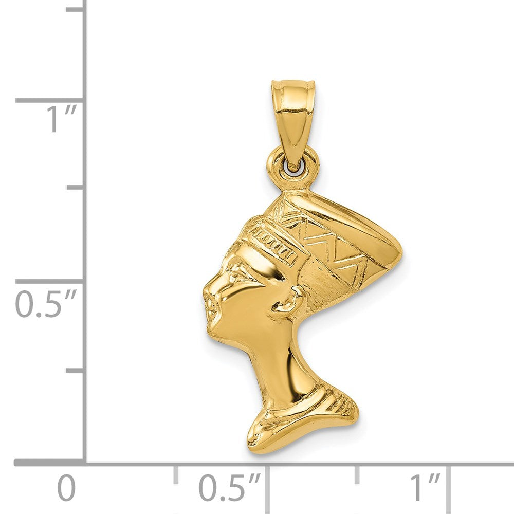 Alternate view of the 14k Yellow Gold 3D Polished Egyptian Nefertiti Pendant by The Black Bow Jewelry Co.