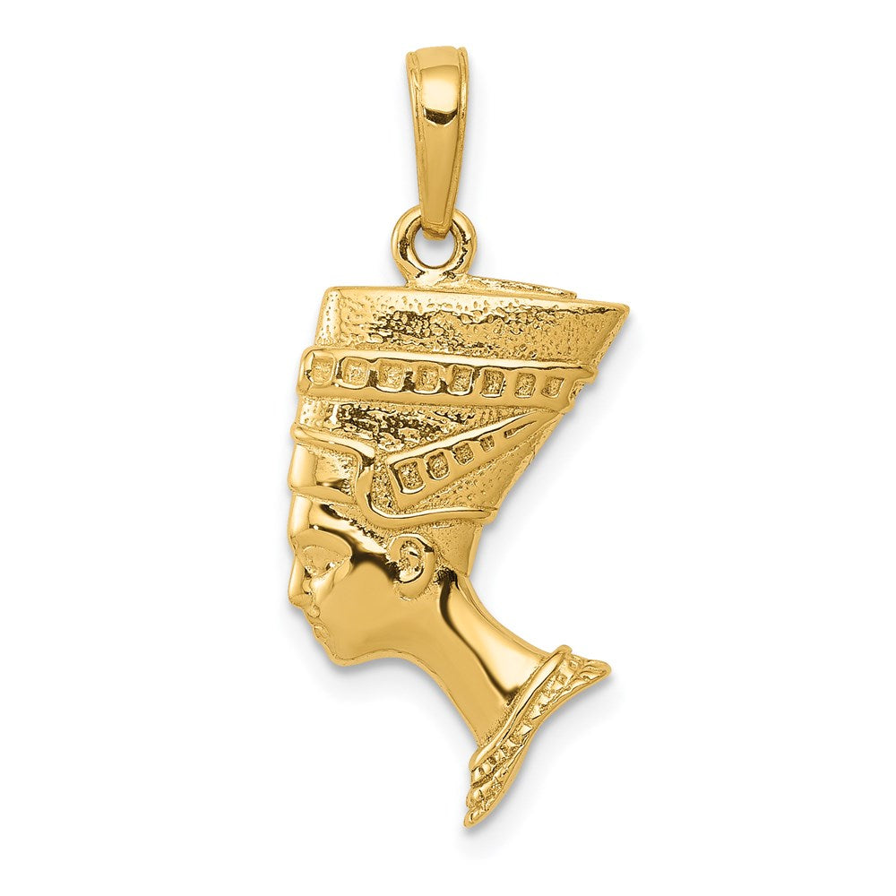 14k Yellow Gold 3D Polished &amp; Satin Egyptian Nefertiti Pendant, Item P9951 by The Black Bow Jewelry Co.