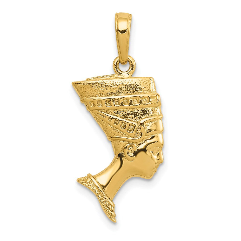 Alternate view of the 14k Yellow Gold 3D Polished &amp; Satin Egyptian Nefertiti Pendant by The Black Bow Jewelry Co.