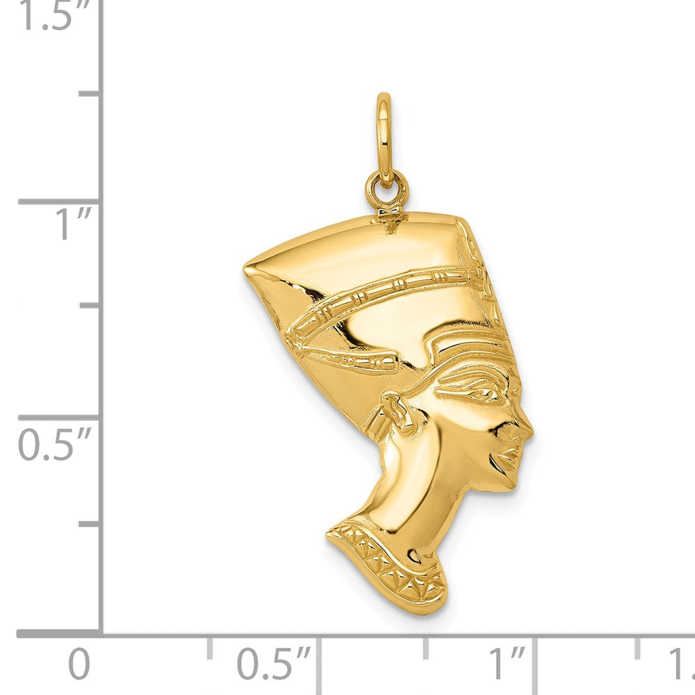 Alternate view of the 14k Yellow Gold Egyptian Nefertiti Charm Pendant by The Black Bow Jewelry Co.