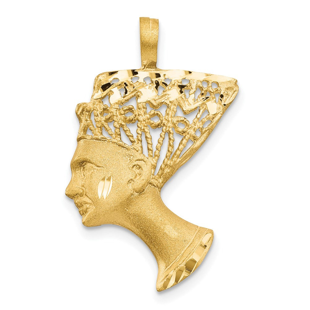 14k Yellow Gold Filigree Egyptian Nefertiti Pendant, Item P9953 by The Black Bow Jewelry Co.