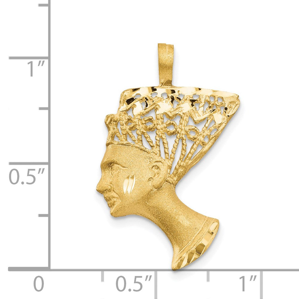 Alternate view of the 14k Yellow Gold Filigree Egyptian Nefertiti Pendant by The Black Bow Jewelry Co.