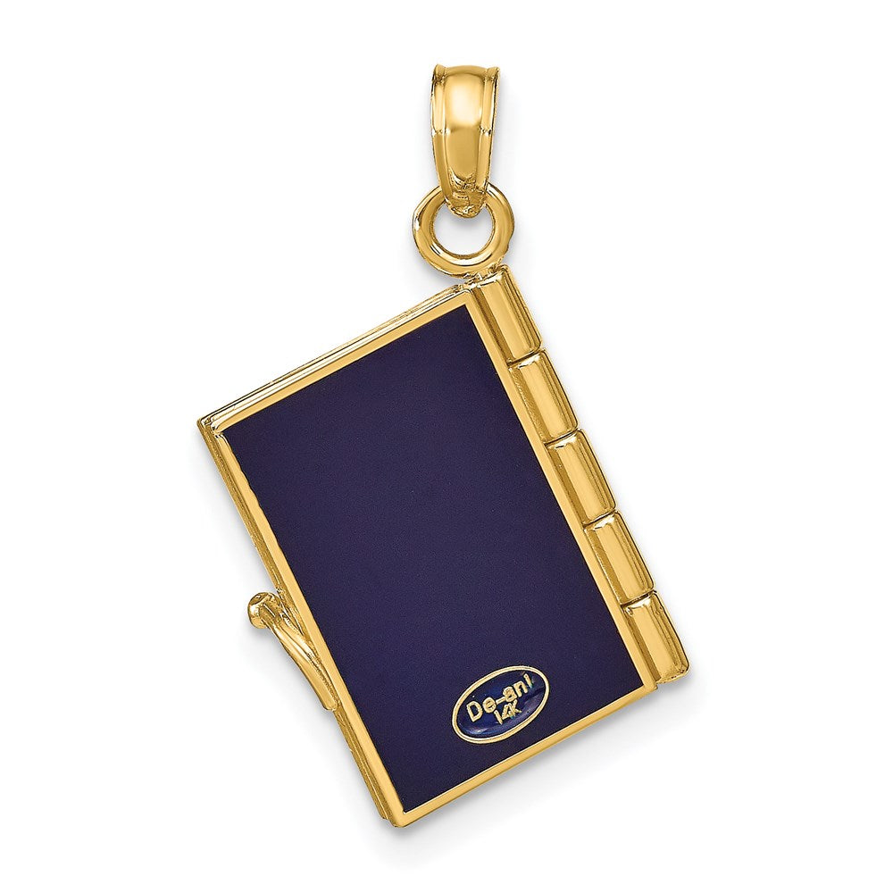 Alternate view of the 14k Yellow Gold and Navy Blue Enamel 3D Passport USA Pendant by The Black Bow Jewelry Co.