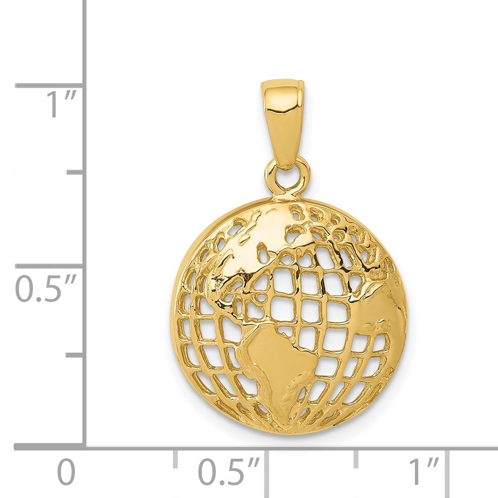 Alternate view of the 14k Yellow Gold 16mm Concaved Globe Pendant by The Black Bow Jewelry Co.