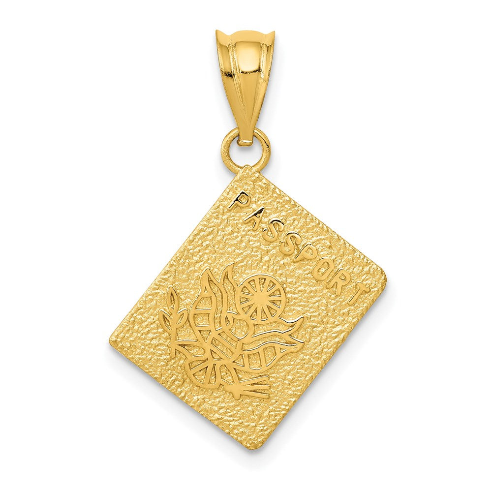 14k Yellow Gold Textured Passport Pendant, Item P9961 by The Black Bow Jewelry Co.