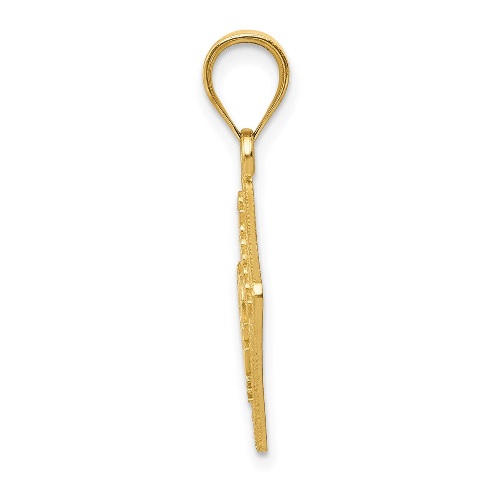 Alternate view of the 14k Yellow Gold Textured Passport Pendant by The Black Bow Jewelry Co.