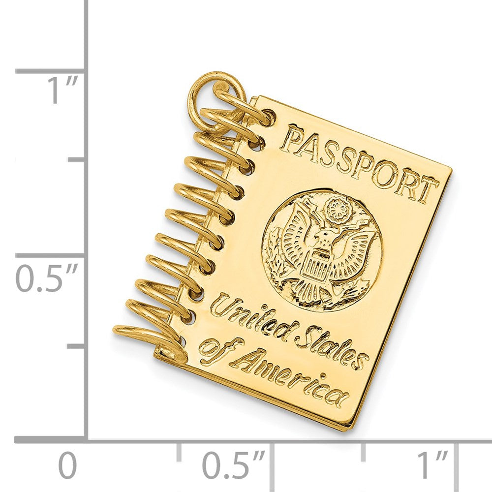 Alternate view of the 14k Yellow Gold 3D Moveable Passport Pendant by The Black Bow Jewelry Co.