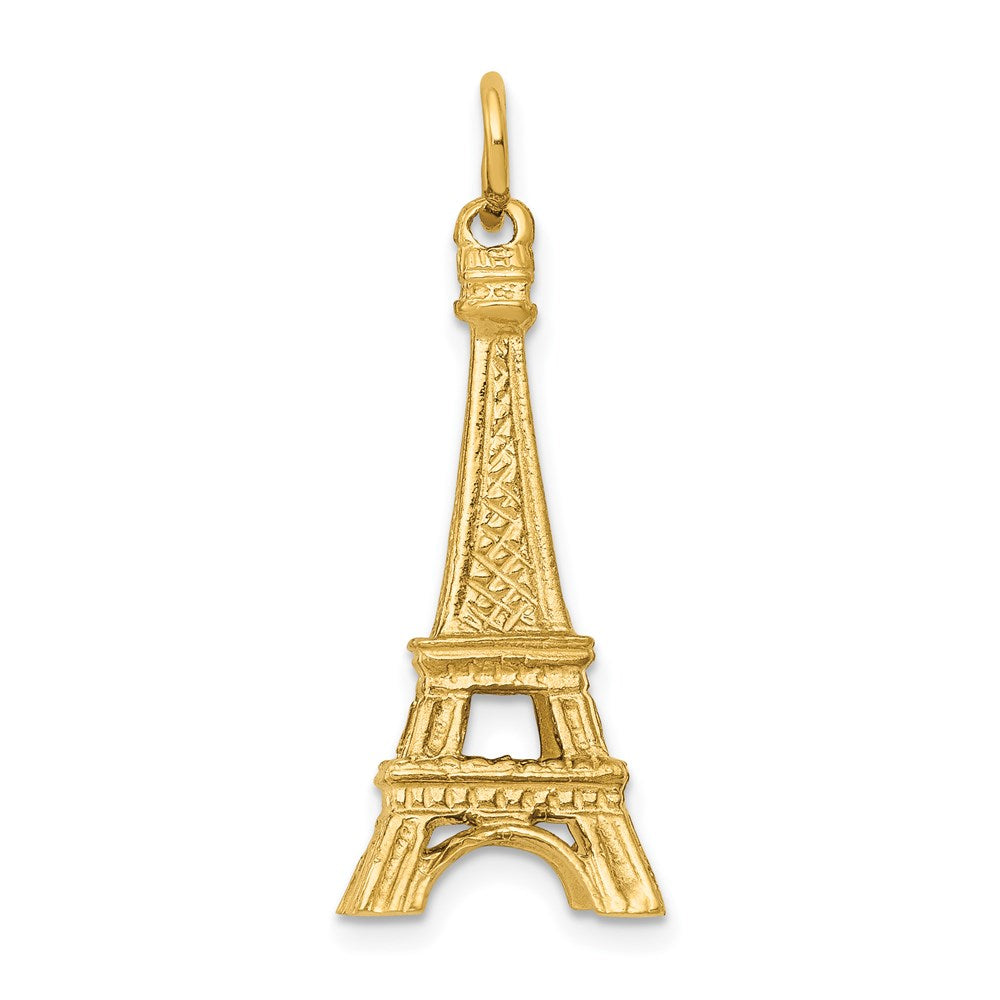14k Yellow Gold 25mm 3D Eiffel Tower Pendant, Item P9963 by The Black Bow Jewelry Co.